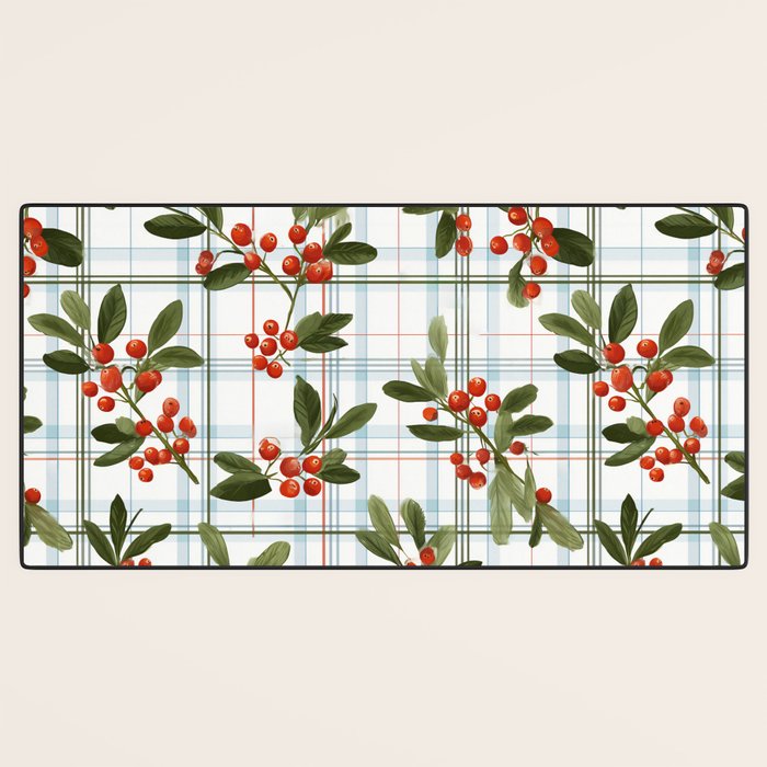 Festive Berries on Tartan Desk Mat Gallery Image 3