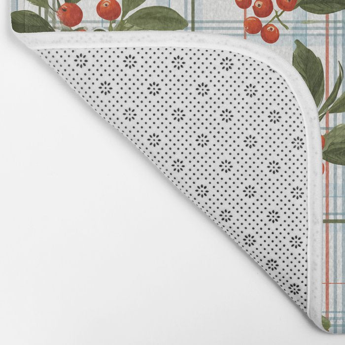 Festive Berries on Tartan Bath Mat Gallery Image 2