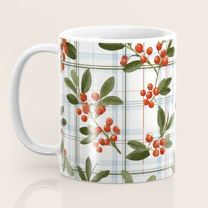Festive Berries on Tartan Coffee Mug Gallery Image 3