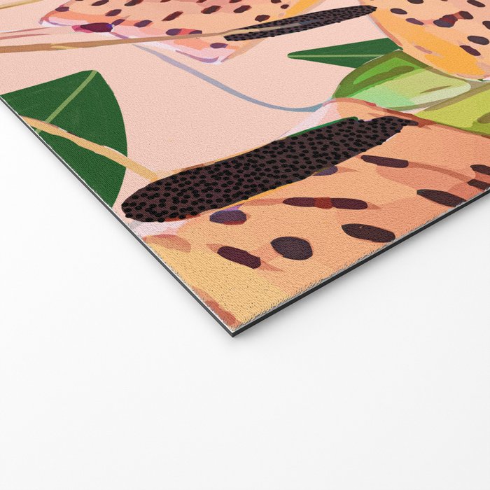 Tiger Lillies, Tropical Blush Botanical Illustration, Polka Dots Nature Vibrant Floral Jungle Welcome Mat Gallery Image 2