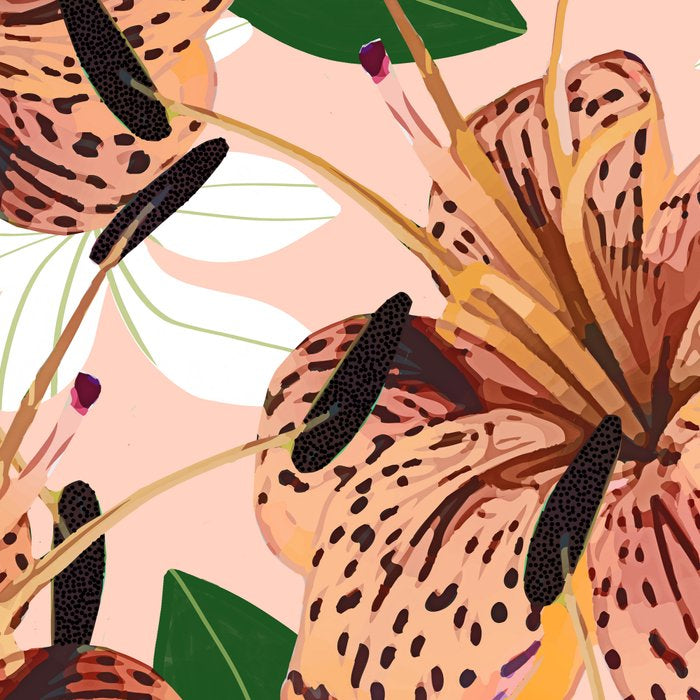 Tiger Lillies, Tropical Blush Botanical Illustration, Polka Dots Nature Vibrant Floral Jungle Coffee Mug Gallery Image 2