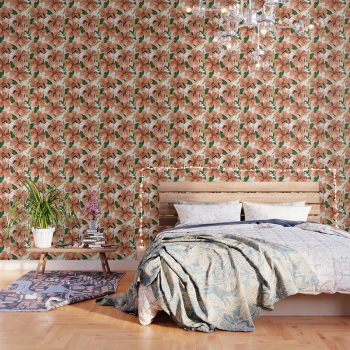 Tiger Lillies, Tropical Blush Botanical Illustration, Polka Dots Nature Vibrant Floral Jungle Wallpaper Gallery Image 3