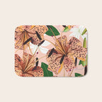 Tiger Lillies, Tropical Blush Botanical Illustration, Polka Dots Nature Vibrant Floral Jungle Bath Mat Gallery Image 1