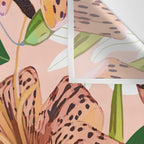 Tiger Lillies, Tropical Blush Botanical Illustration, Polka Dots Nature Vibrant Floral Jungle Wall Tapestry Gallery Image 3
