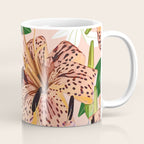 Tiger Lillies, Tropical Blush Botanical Illustration, Polka Dots Nature Vibrant Floral Jungle Coffee Mug Gallery Image 1