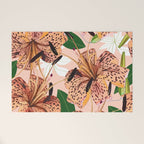 Tiger Lillies, Tropical Blush Botanical Illustration, Polka Dots Nature Vibrant Floral Jungle Welcome Mat Gallery Image 1