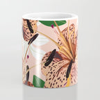 Tiger Lillies, Tropical Blush Botanical Illustration, Polka Dots Nature Vibrant Floral Jungle Coffee Mug Gallery Image 4
