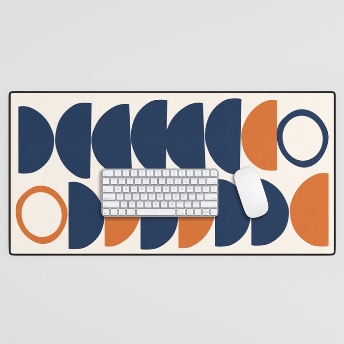 Abstract Shapes 19 in Orange and Navy Blue Desk Mat Gallery Image 1