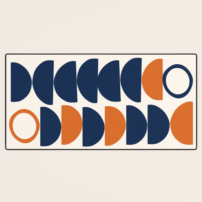 Abstract Shapes 19 in Orange and Navy Blue Desk Mat Gallery Image 3
