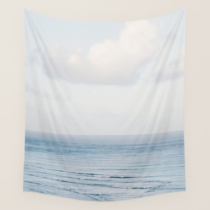 Pale Blue Sea - Ocean, Nature Photography Wall Tapestry Gallery Image 1