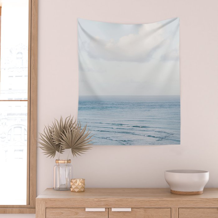 Pale Blue Sea - Ocean, Nature Photography Wall Tapestry Gallery Image 2