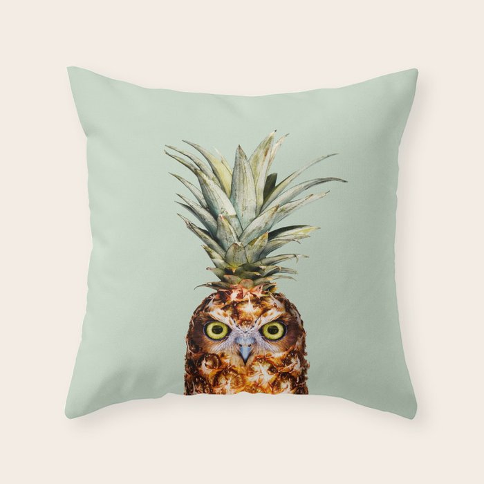 PINEAPPLE OWL Throw Pillow Gallery Image 1