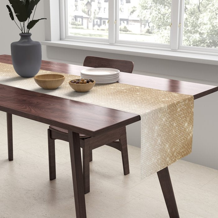 Glamorous Gold Glitter Sequin Ombre Gradient Table Runner Gallery Image 2