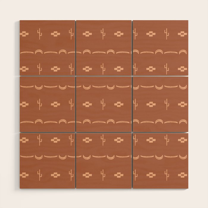 Adobe Cactus Pattern Wood Wall Art Gallery Image 1