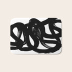 Swirl Black & White Minimalist Abstract Mid century Ink Art Dark Brush Strokes Bath Mat Gallery Image 1