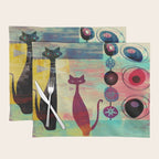 Mid-Century Modern 2 Cats - Graffiti Style Placemat Gallery Image 1