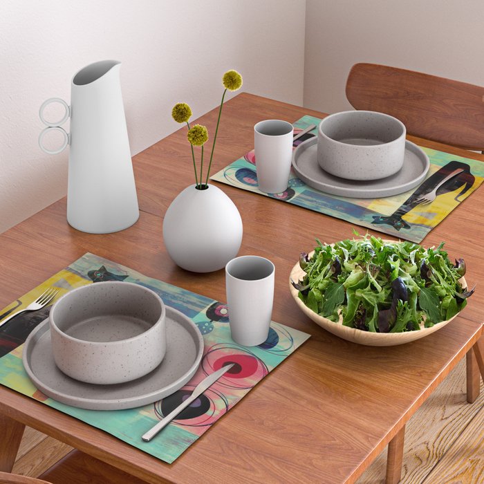 Mid-Century Modern 2 Cats - Graffiti Style Placemat Gallery Image 2
