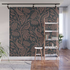 Peacock Dreams - Black & Terracotta Wall Mural Gallery Image 1