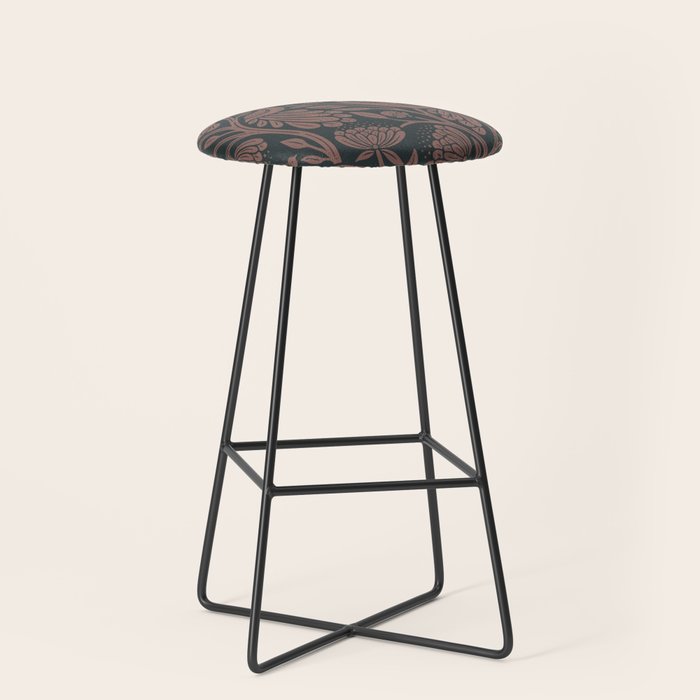 Peacock Dreams - Black & Terracotta Stool Gallery Image 1