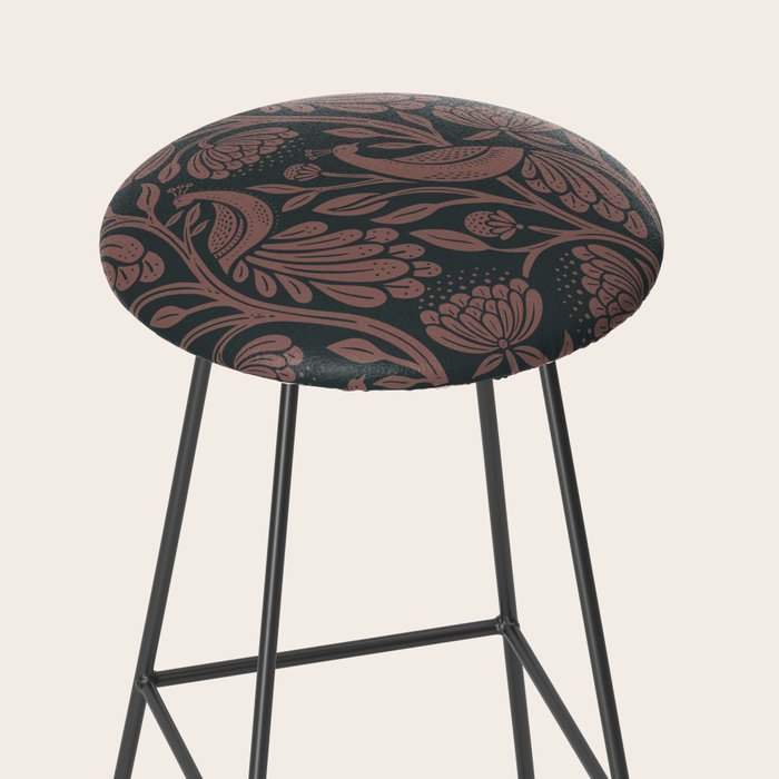 Peacock Dreams - Black & Terracotta Stool Gallery Image 2