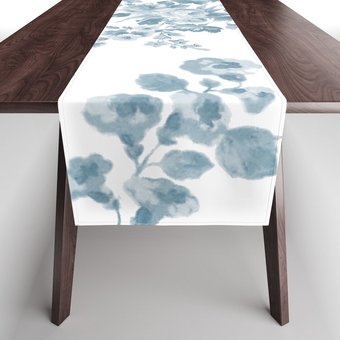 Vintage blue white bohemian elegant floral Table Runner Gallery Image 1