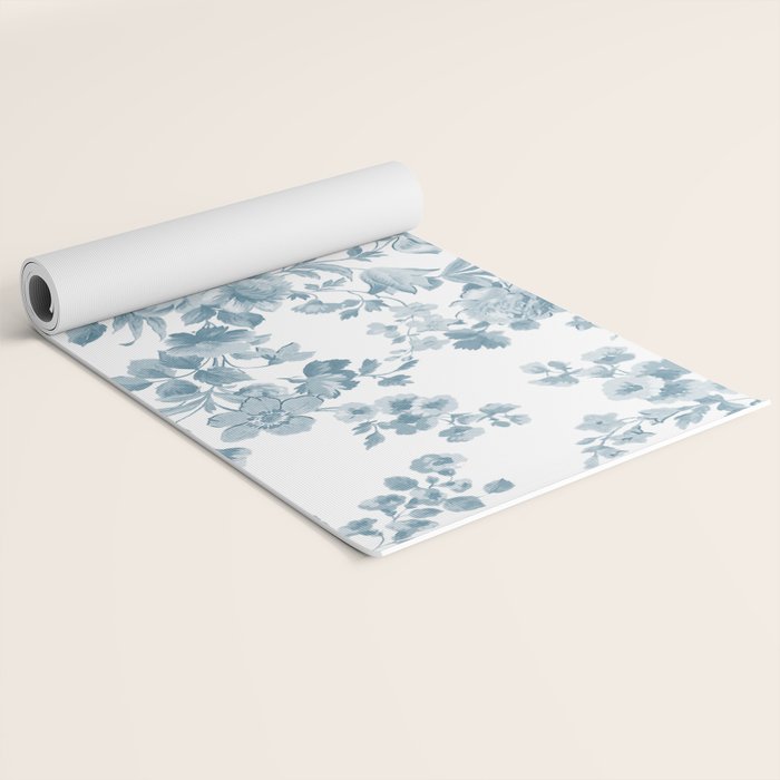 Vintage blue white bohemian elegant floral Yoga Mat Gallery Image 2
