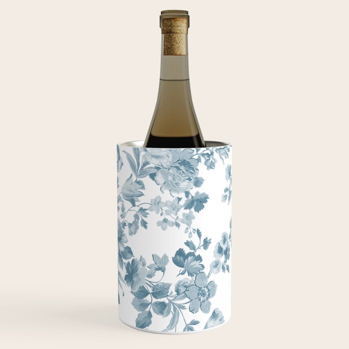 Vintage blue white bohemian elegant floral Wine Chiller Gallery Image 3