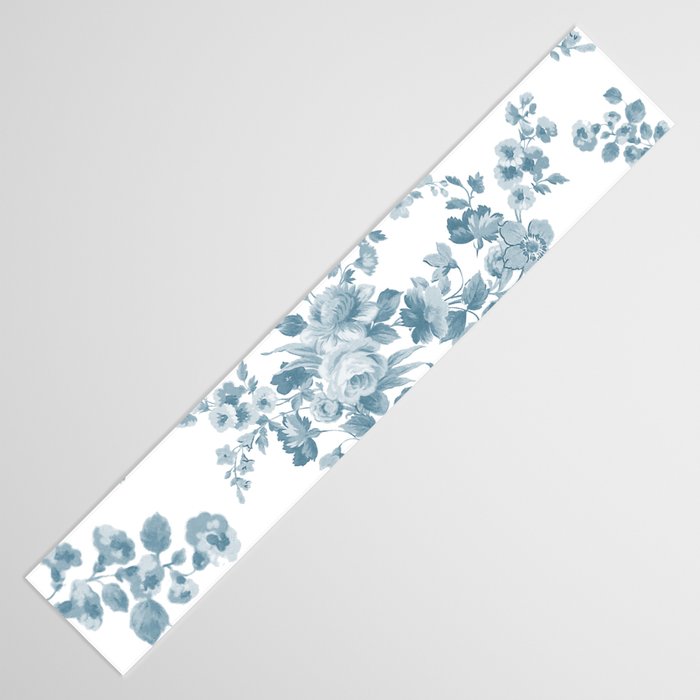 Vintage blue white bohemian elegant floral Table Runner Gallery Image 3