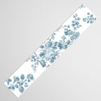 Vintage blue white bohemian elegant floral Table Runner Gallery Image 3