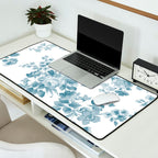Vintage blue white bohemian elegant floral Desk Mat Gallery Image 2
