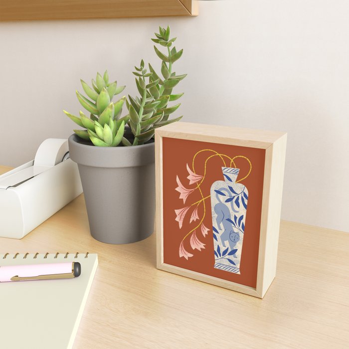 Lilies And Porcelain Cat Vase Mini Art Print Gallery Image 2