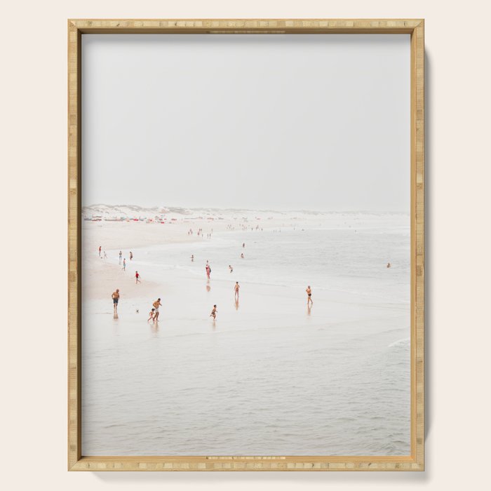 At The Beach (two) - minimal beach series - ocean sea photography by Ingrid Beddoes Serving Tray Gallery Image 1