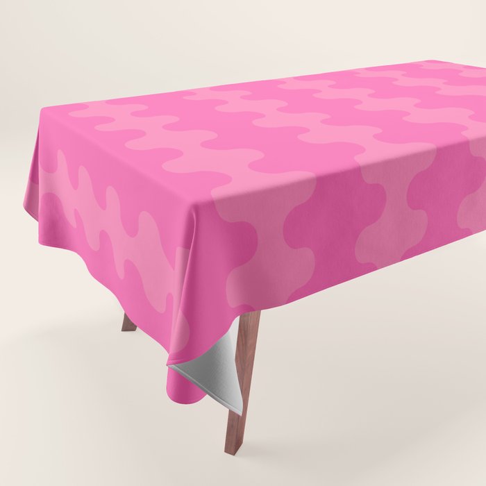 Wavy Stripes Ogee A-Go-Go Pop Pattern in Double Pink Tablecloth Gallery Image 1