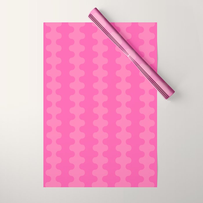 Wavy Stripes Ogee A-Go-Go Pop Pattern in Double Pink Wrapping Paper Gallery Image 1