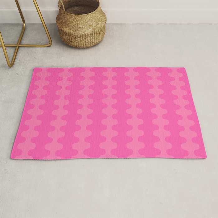 Wavy Stripes Ogee A-Go-Go Pop Pattern in Double Pink Rug Gallery Image 1