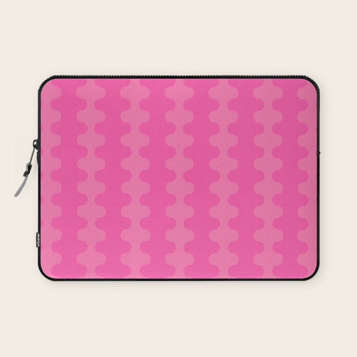 Wavy Stripes Ogee A-Go-Go Pop Pattern in Double Pink Laptop Sleeve Gallery Image 1