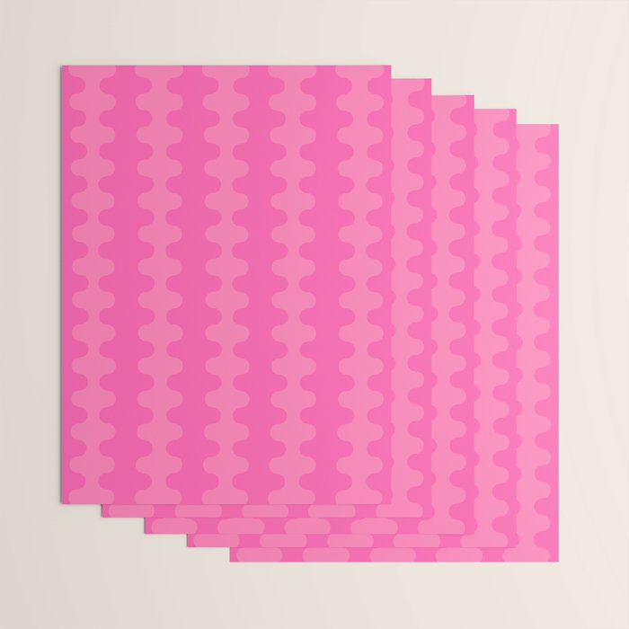 Wavy Stripes Ogee A-Go-Go Pop Pattern in Double Pink Wrapping Paper Gallery Image 3