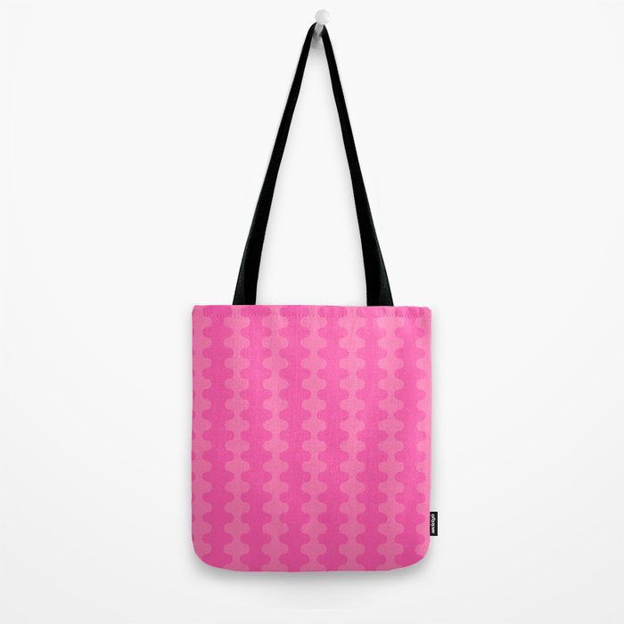 Wavy Stripes Ogee A-Go-Go Pop Pattern in Double Pink Tote Bag Gallery Image 2