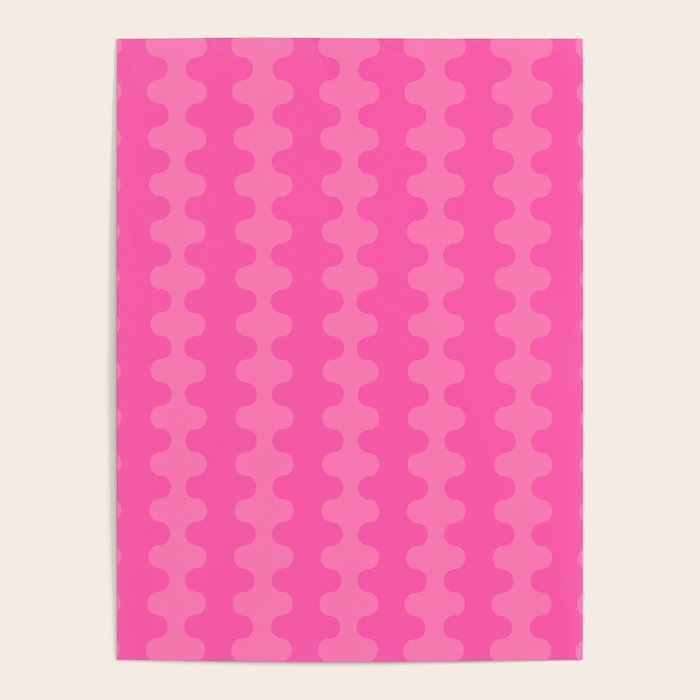 Wavy Stripes Ogee A-Go-Go Pop Pattern in Double Pink Poster Gallery Image 4