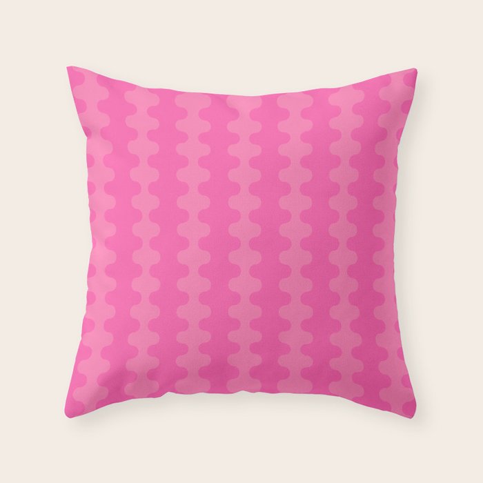 Wavy Stripes Ogee A-Go-Go Pop Pattern in Double Pink Throw Pillow Gallery Image 1