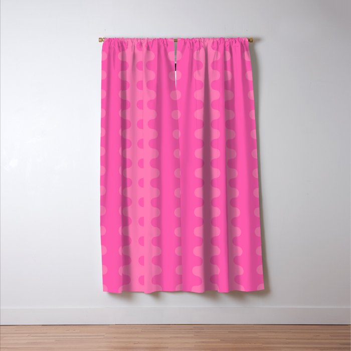 Wavy Stripes Ogee A-Go-Go Pop Pattern in Double Pink Window Curtain Gallery Image 3