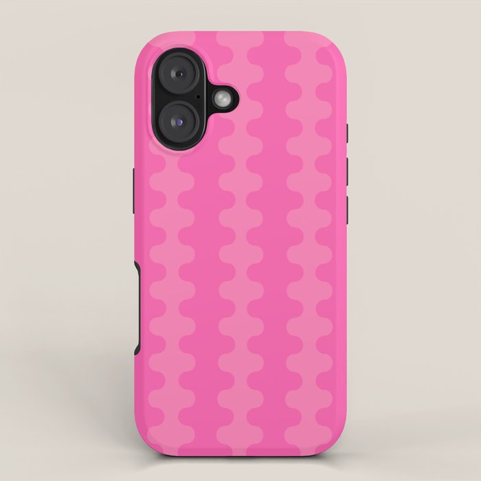 Wavy Stripes Ogee A-Go-Go Pop Pattern in Double Pink iPhone Case Gallery Image 1