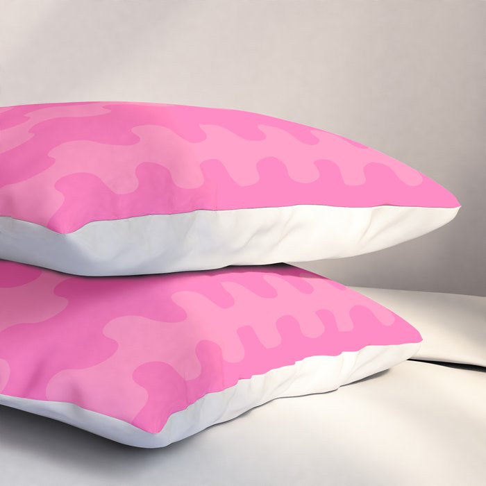 Wavy Stripes Ogee A-Go-Go Pop Pattern in Double Pink Pillow Sham Gallery Image 3
