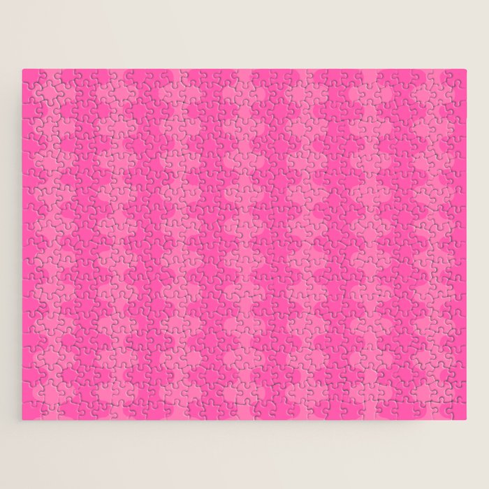 Wavy Stripes Ogee A-Go-Go Pop Pattern in Double Pink Jigsaw Puzzle Gallery Image 1