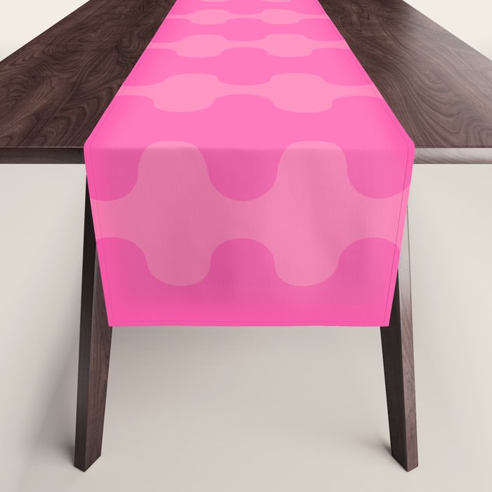 Wavy Stripes Ogee A-Go-Go Pop Pattern in Double Pink Table Runner Gallery Image 1