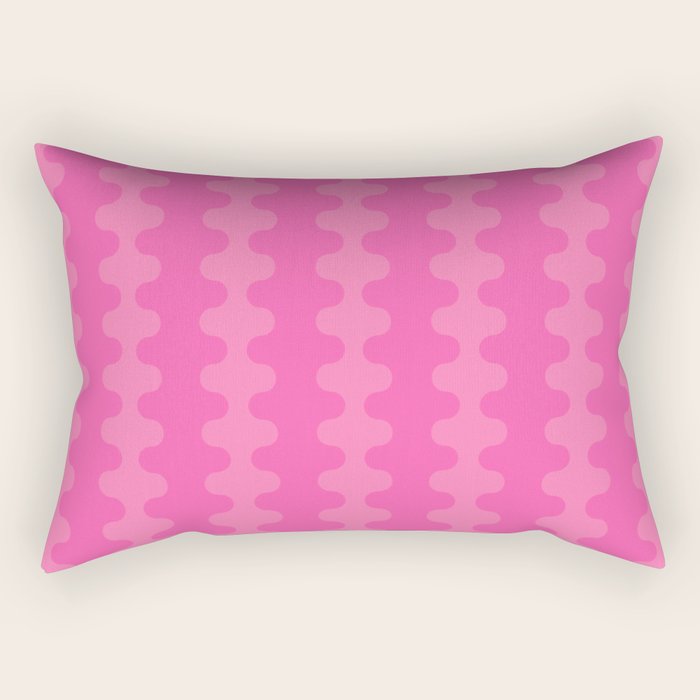 Wavy Stripes Ogee A-Go-Go Pop Pattern in Double Pink Rectangular Pillow Gallery Image 1