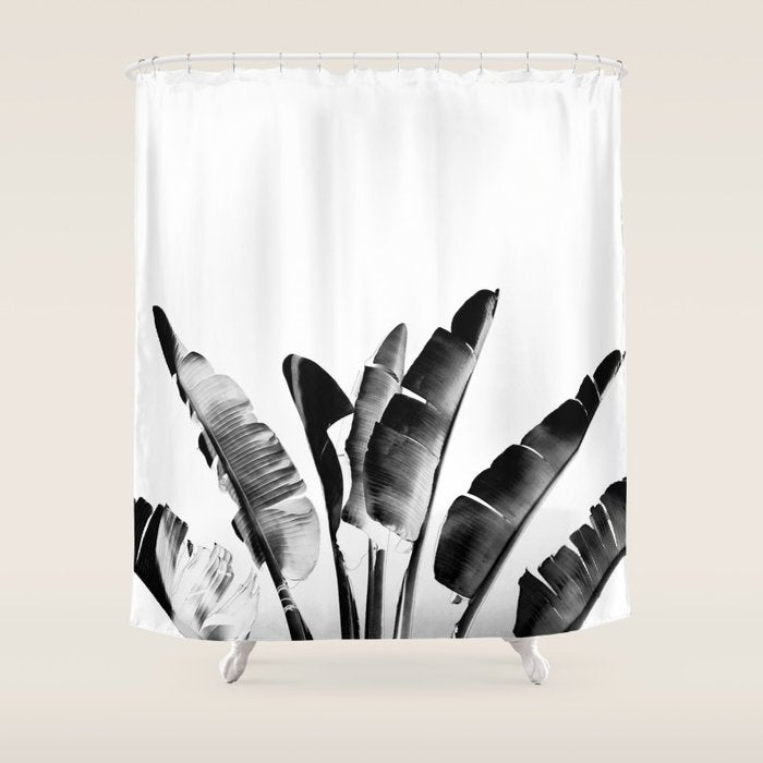 Traveler palm - bw Shower Curtain Gallery Image 1
