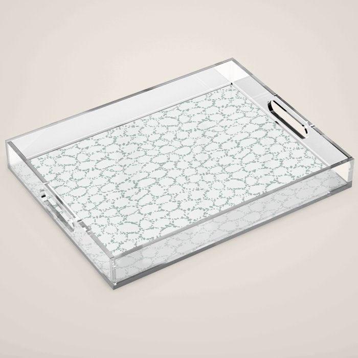 Abstract organic dots - dusty mint - pastel muted green pattern Acrylic Tray Gallery Image 1