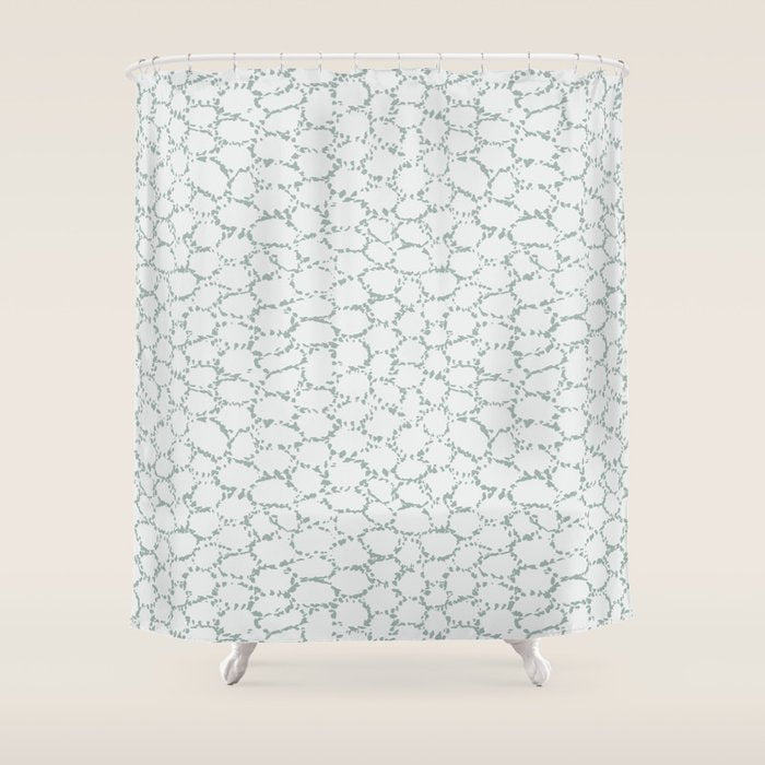 Abstract organic dots - dusty mint - pastel muted green pattern Shower Curtain Gallery Image 1