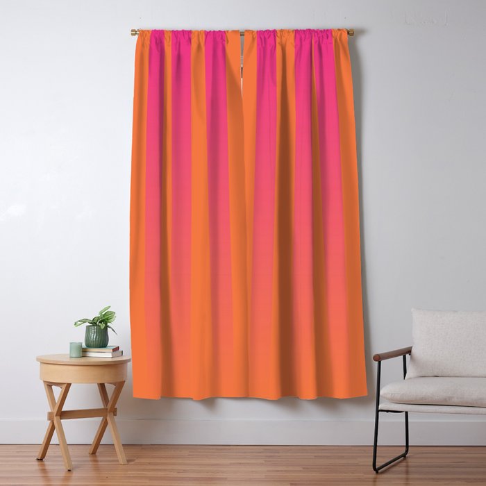 Dreamy Future Stripes Hot Pink and Orange Gradient Ombre Pattern Window Curtain Gallery Image 5